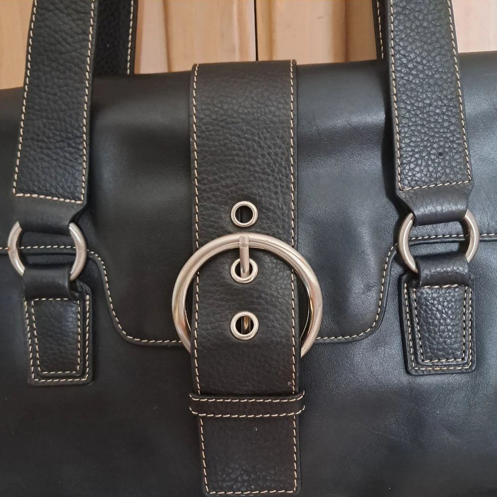 Franklin Covey Women's Executive Black Leather Purse/Laptop Bag LIKE NEW!
